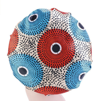 Elastic Band Large Satin Bonnet Sleeping Cap Women African Pattern Ankara Print Hat Adjustable Night Sleep Cap Soft Headcover - Amazhona 