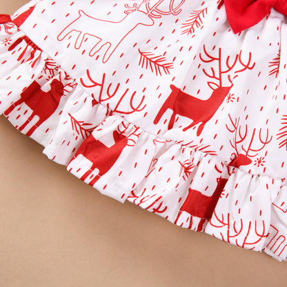 Elk Flying Sleeve Romper Suspender Dress - Amazhona 