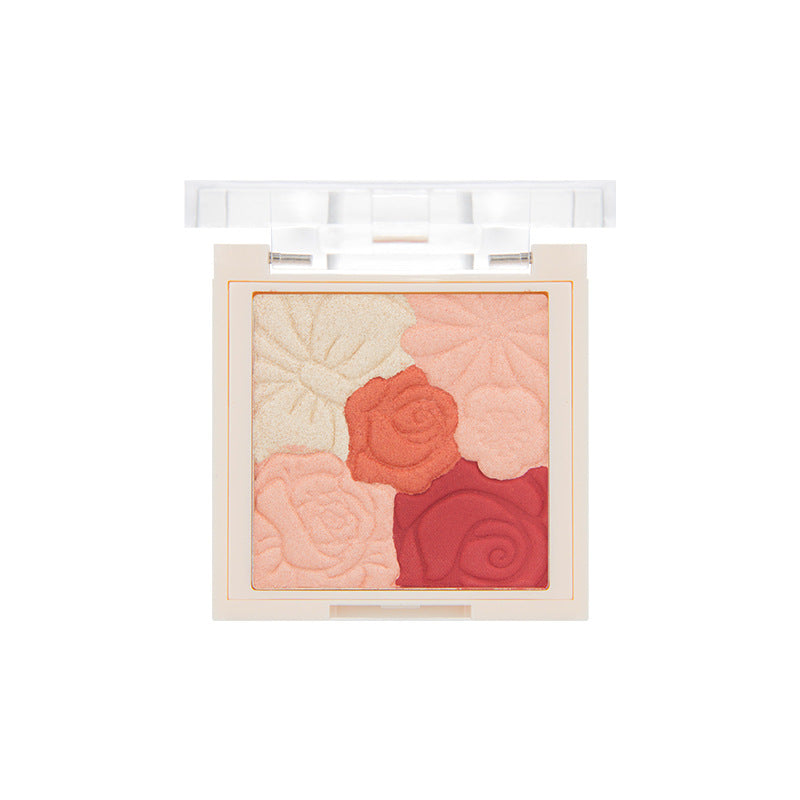 Embossed Petal Natural Contouring Highlight Blush Palette - Amazhona 