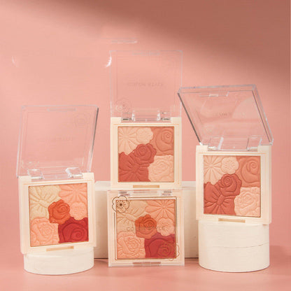 Embossed Petal Natural Contouring Highlight Blush Palette - Amazhona 