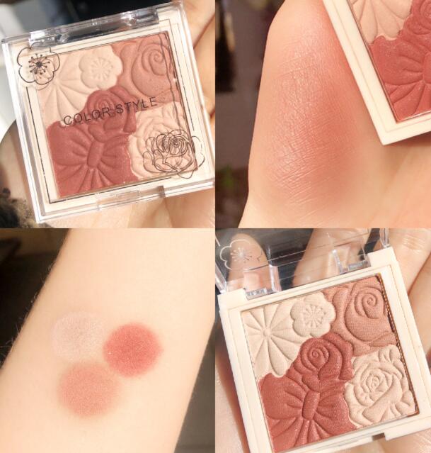 Embossed Petal Natural Contouring Highlight Blush Palette - Amazhona 