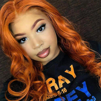 European And American Dark Orange Wig Hair Set Smooth Hair - Amazhona 