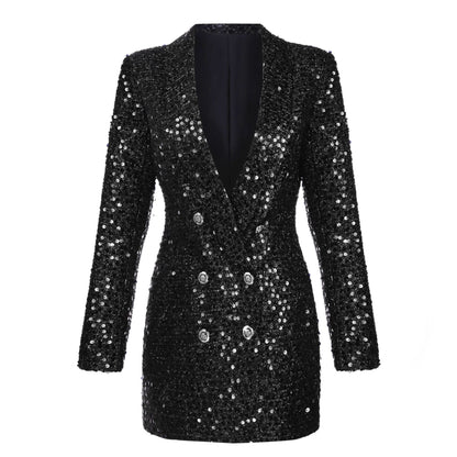 European And American Fashion Suit Ladies Temperament Jacket Sequined Suit Women Jacket - Amazhona 