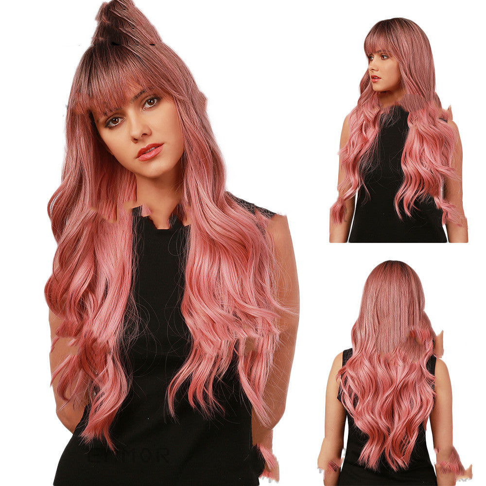 European And American Headgear Waist Long Curly Hair Gradient Big Wave Anime - Amazhona 