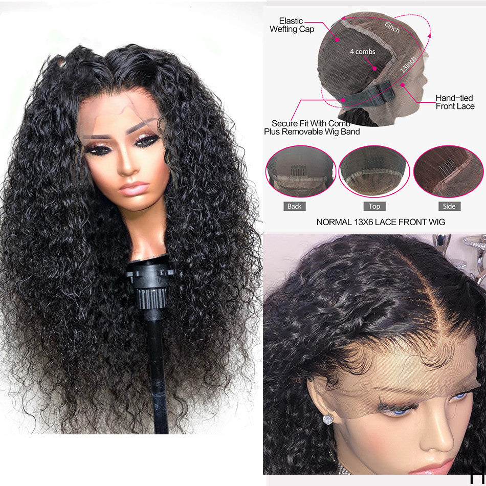 European And American Ladies Black Front Lace Small Wavy Curly Hair - Amazhona 