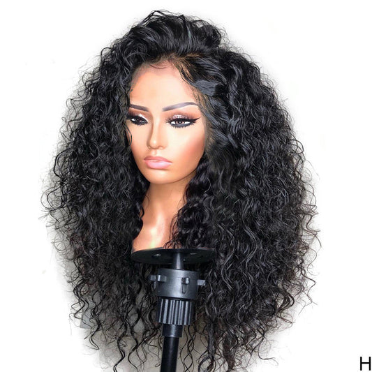 European And American Ladies Black Front Lace Small Wavy Curly Hair - Amazhona 