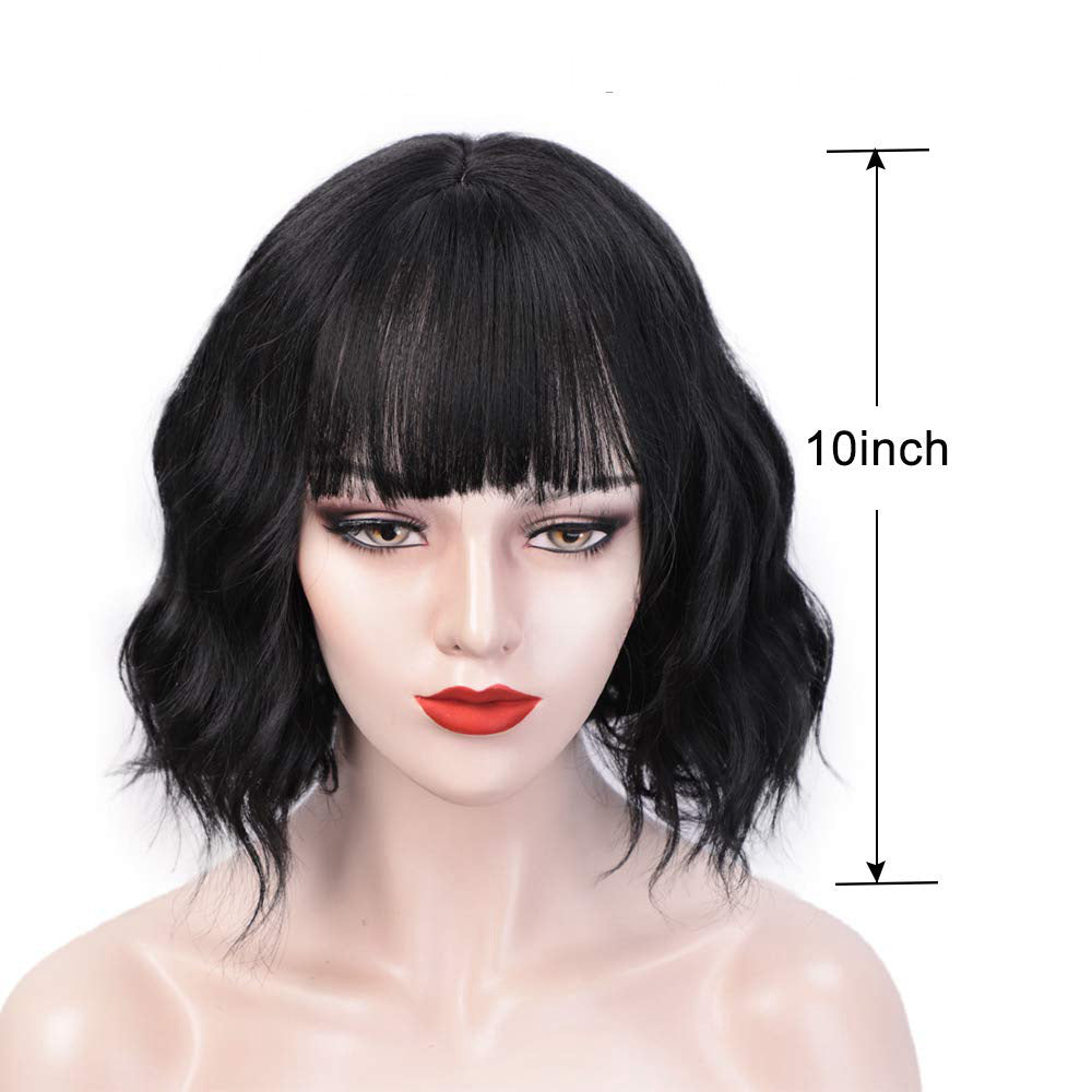 European And American Wigs Black Ladies Short Curly Hair Wig Set - Amazhona 