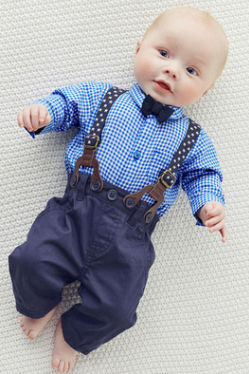 European and American boys gentleman suit, children's plaid shirt bib suit - Amazhona 