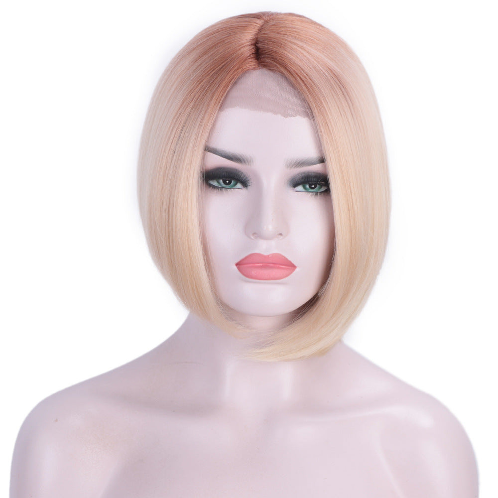 European and American front lace chemical fiber wig hood - Amazhona 