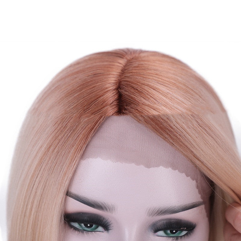 European and American front lace chemical fiber wig hood - Amazhona 