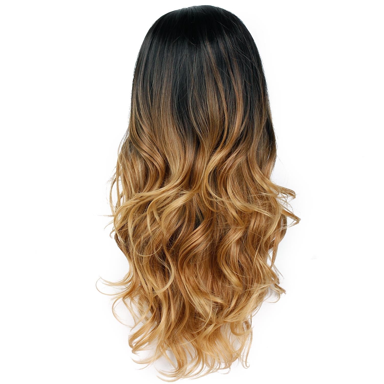 European and American wig female black gradient gold - Amazhona 