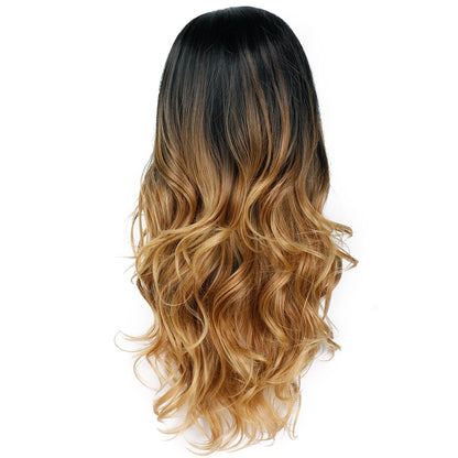 European and American wig female black gradient gold - Amazhona 