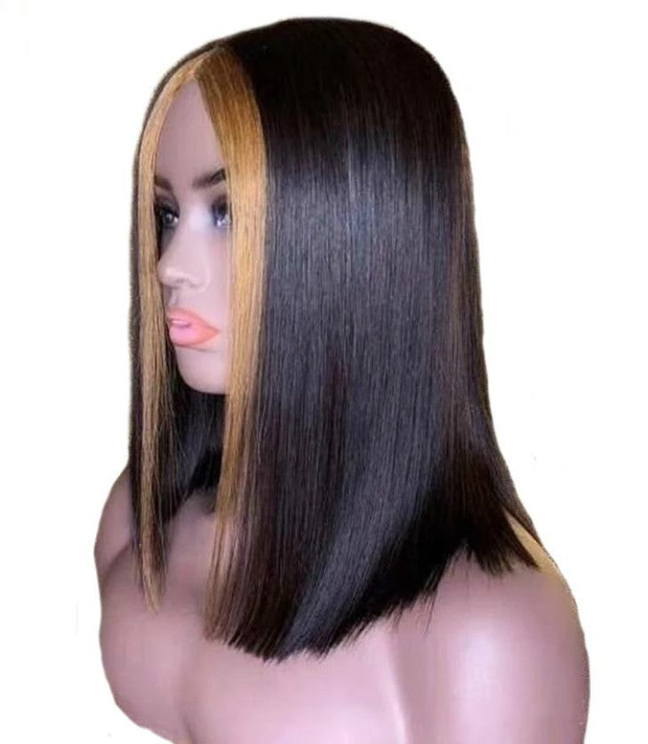 Explosion Style Front Lace Straight Hair Wig European And American Women'S Wig Short Straight Hair Human Hair Wigs - Amazhona 