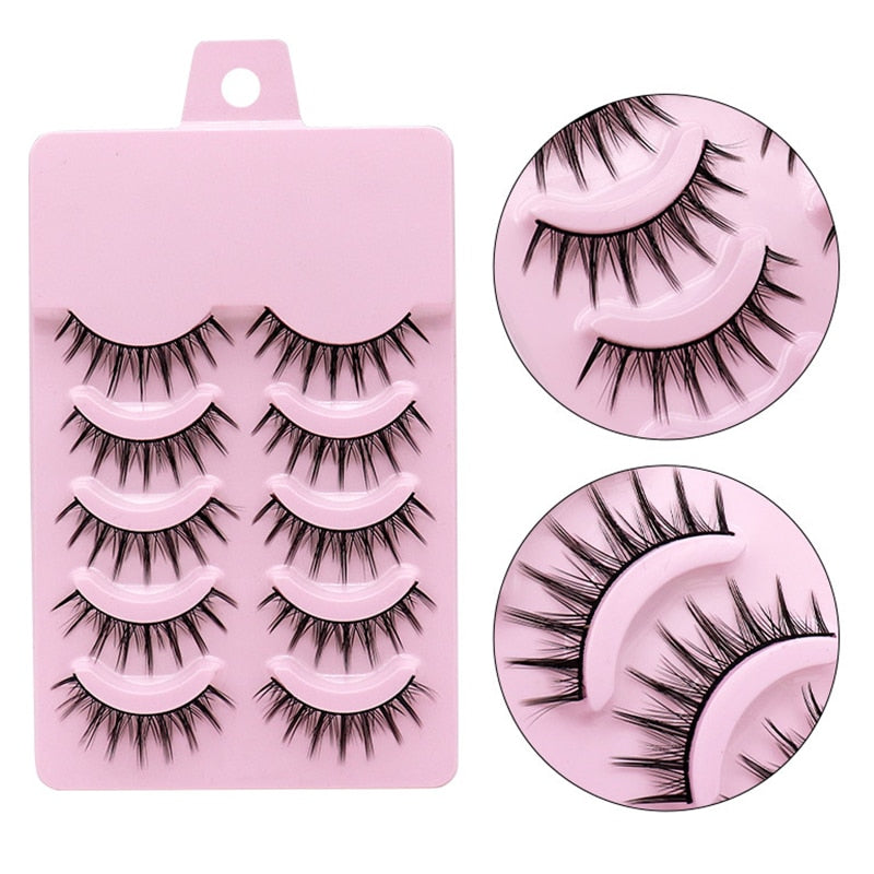 Eye makeup accessories 5 pairs set Cos cross false eyelashes Lash Extension 3D bunch Japanese Fairy Little Devil Cosplay 5 Pairs - Amazhona 