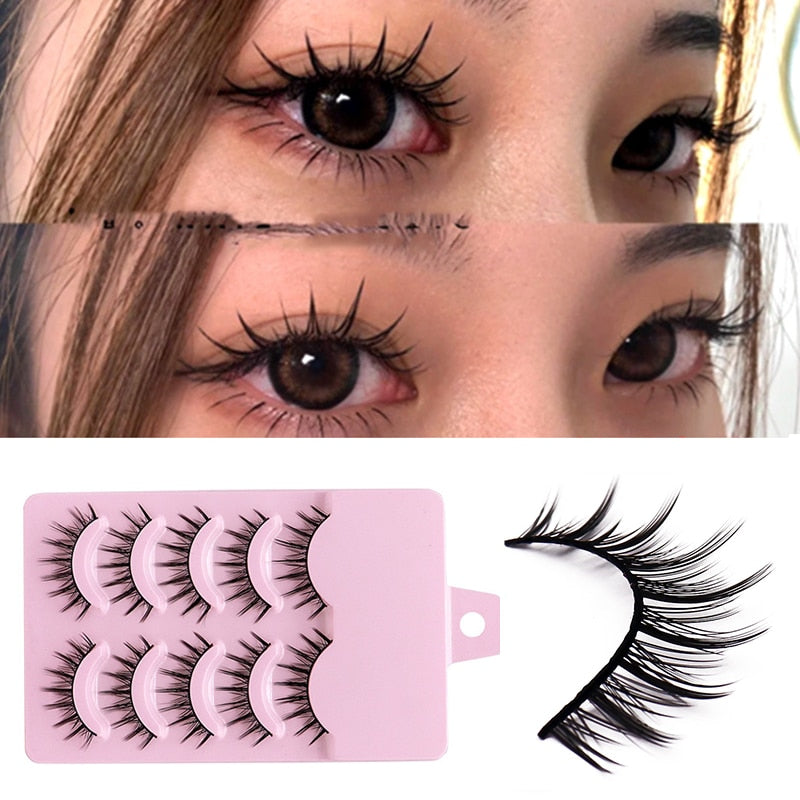 Eye makeup accessories 5 pairs set Cos cross false eyelashes Lash Extension 3D bunch Japanese Fairy Little Devil Cosplay 5 Pairs - Amazhona 