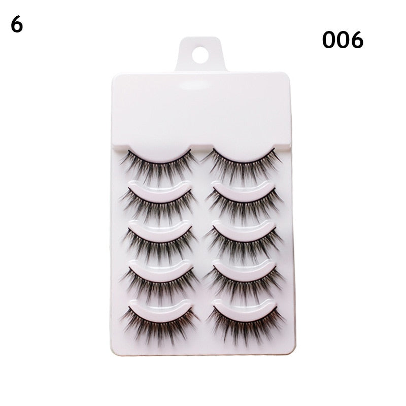 Eye makeup accessories 5 pairs set Cos cross false eyelashes Lash Extension 3D bunch Japanese Fairy Little Devil Cosplay 5 Pairs - Amazhona 