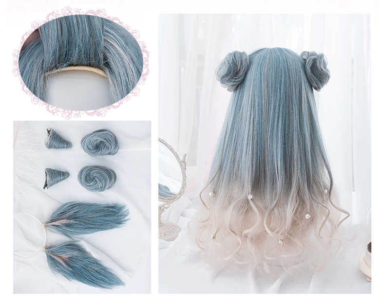 Facial gradation wig with sideburns - Amazhona 