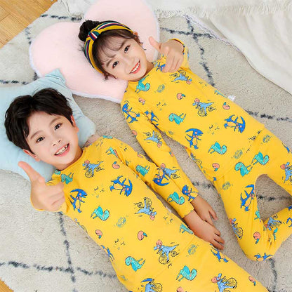 Fashion Children's Cartoon Print Thermal Underwear Set - Amazhona 