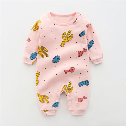 Fashion Cute Cotton Long-sleeved Thin Baby Clothes One-piece - Amazhona 