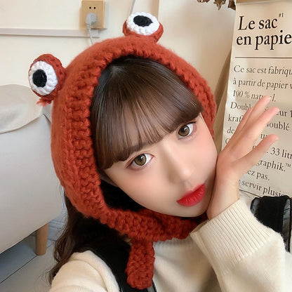 Fashion Frog Hat Beanies Knitted Winter Hat Solid Hip-hop Skullies Knitted Hat Cap Costume Accessory Gifts Warm Winter Bonnet - Amazhona 