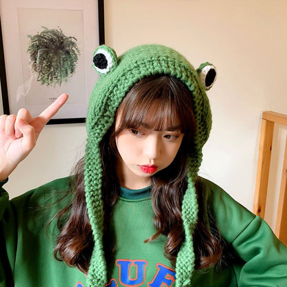 Fashion Frog Hat Beanies Knitted Winter Hat Solid Hip-hop Skullies Knitted Hat Cap Costume Accessory Gifts Warm Winter Bonnet - Amazhona 