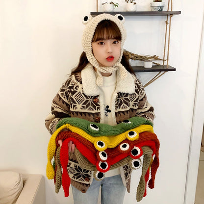 Fashion Frog Hat Beanies Knitted Winter Hat Solid Hip-hop Skullies Knitted Hat Cap Costume Accessory Gifts Warm Winter Bonnet - Amazhona 