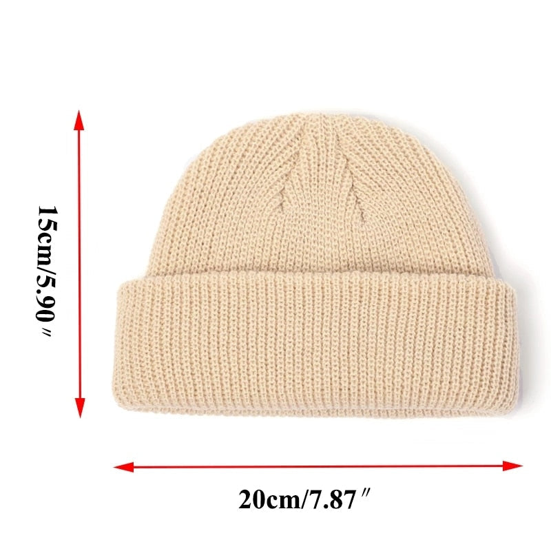 Fashion Hip Hop Beanie Knitted Hat Men Skullcap Women Winter Warm Brimless Baggy Melon Cap Cuff Docker Fisherman Beanies Hats - Amazhona 