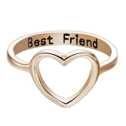 Fashion Letter Lettering Hollow Heart Ring - Amazhona 