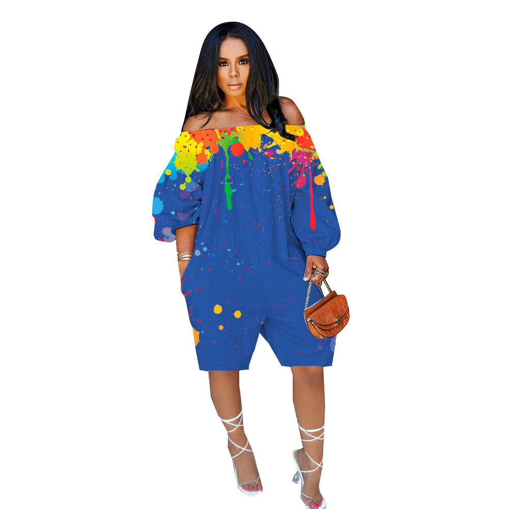 Fashion  Loose Women's Ink Splash Jumpsuit - Amazhona 