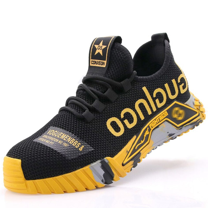 Fashion Sports Shoes Work Boots Puncture-Proof Safety Shoes Men Steel Toe Shoes Security Protective Shoes Indestructible - Amazhona 