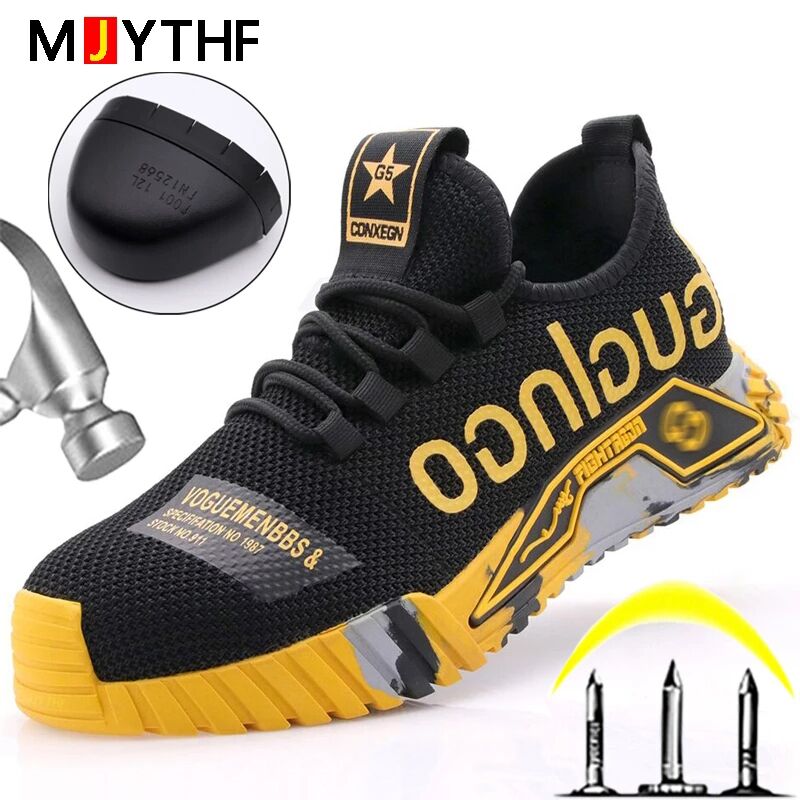 Fashion Sports Shoes Work Boots Puncture-Proof Safety Shoes Men Steel Toe Shoes Security Protective Shoes Indestructible - Amazhona 