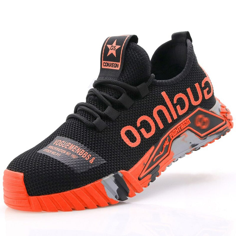 Fashion Sports Shoes Work Boots Puncture-Proof Safety Shoes Men Steel Toe Shoes Security Protective Shoes Indestructible - Amazhona 