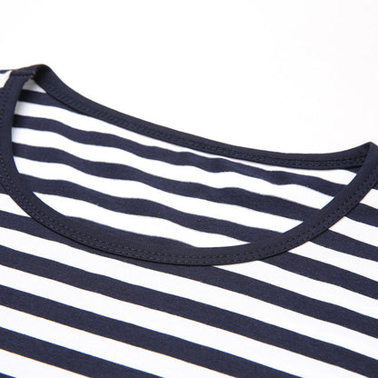 Fashion Stripes Men's Round Neck Cotton Striped Top - Amazhona 