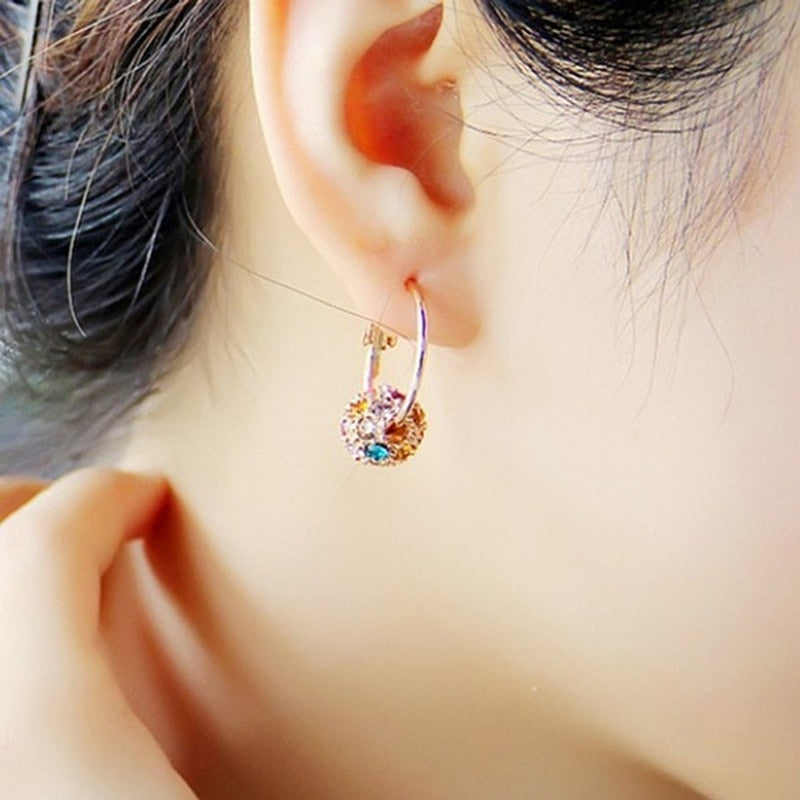 Fashion Trend Earrings Zircon Pendant Earrings Shiny Earrings for Women's Wedding Betrothal Bride Jewelry Birthday Gift - Amazhona 