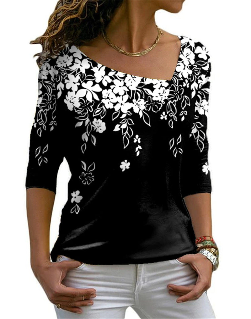 Fashion Women's Long-sleeved V-neck Top Bottoming Shirt - Amazhona 