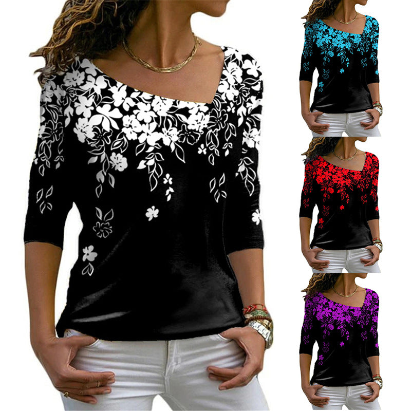 Fashion Women's Long-sleeved V-neck Top Bottoming Shirt - Amazhona 