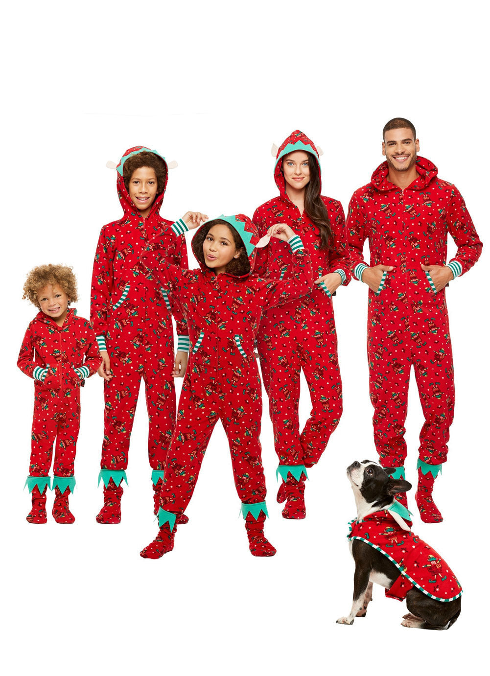 Fashionable Parent-child Hooded Christmas Print Jumpsuit - Amazhona 