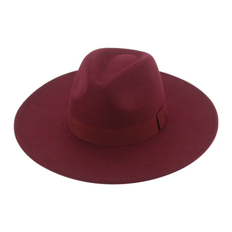 Fedora Hats for Women New 9.5cm Wide Brim Dress Men Caps Felted Hat Panama Church Wedding Ribbon Band Men Hat Sombreros De Mujer - Amazhona 