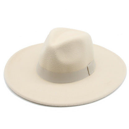 Fedora Hats for Women New 9.5cm Wide Brim Dress Men Caps Felted Hat Panama Church Wedding Ribbon Band Men Hat Sombreros De Mujer - Amazhona 