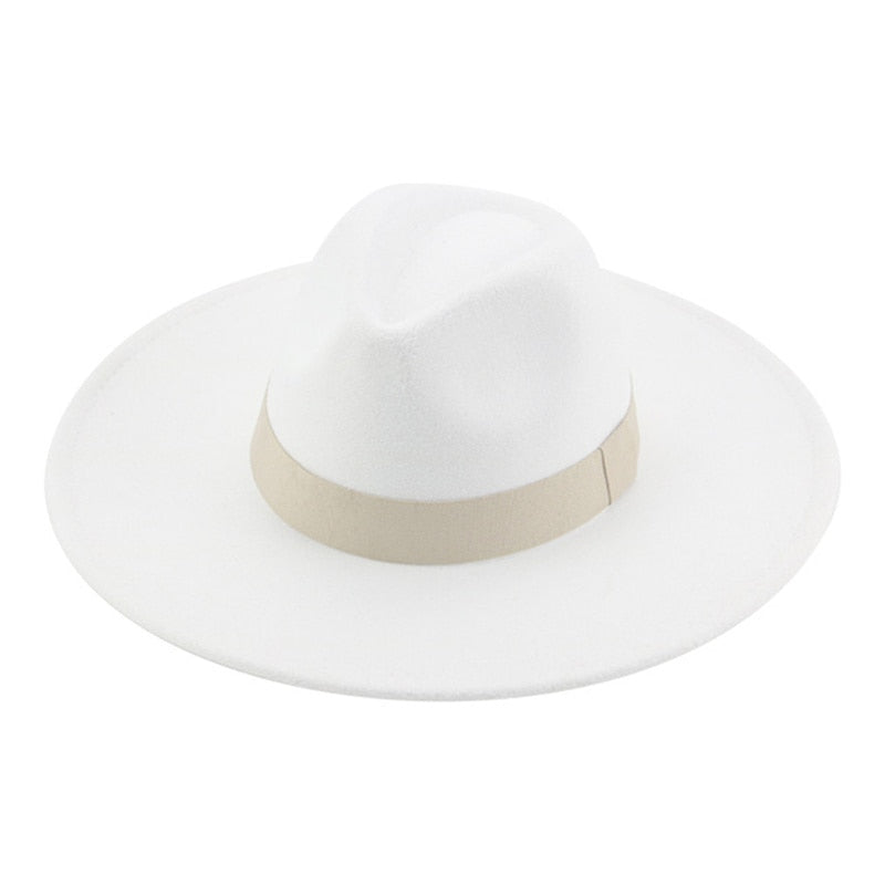 Fedora Hats for Women New 9.5cm Wide Brim Dress Men Caps Felted Hat Panama Church Wedding Ribbon Band Men Hat Sombreros De Mujer - Amazhona 