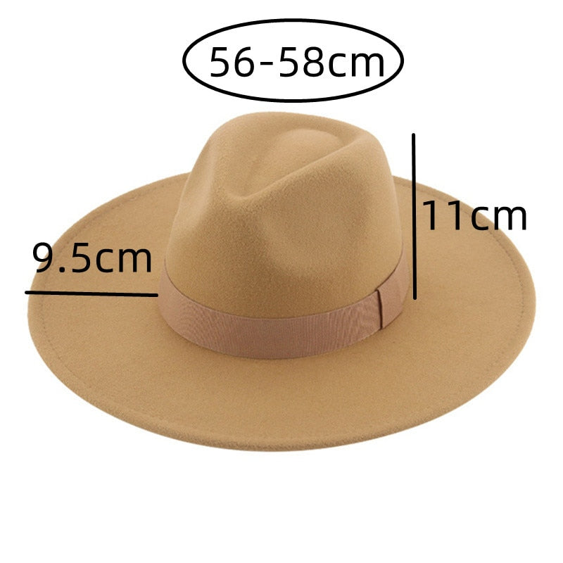 Fedora Hats for Women New 9.5cm Wide Brim Dress Men Caps Felted Hat Panama Church Wedding Ribbon Band Men Hat Sombreros De Mujer - Amazhona 