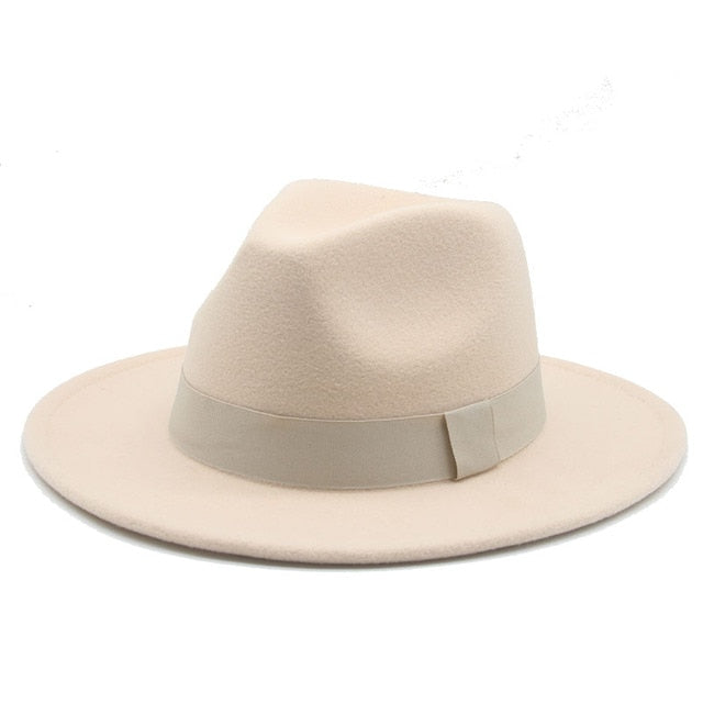 Fedora Hats for Women New 9.5cm Wide Brim Dress Men Caps Felted Hat Panama Church Wedding Ribbon Band Men Hat Sombreros De Mujer - Amazhona 