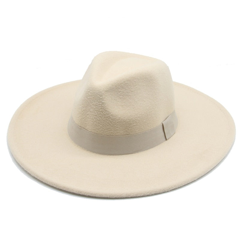 Fedora Hats for Women New 9.5cm Wide Brim Dress Men Caps Felted Hat Panama Church Wedding Ribbon Band Men Hat Sombreros De Mujer - Amazhona 