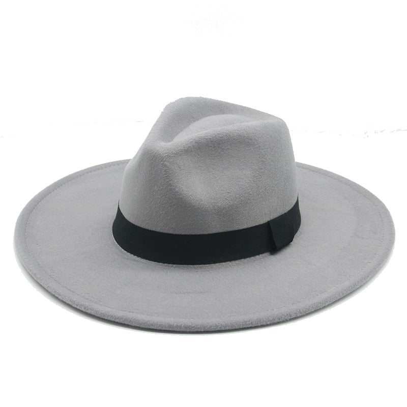 Fedora Hats for Women New 9.5cm Wide Brim Dress Men Caps Felted Hat Panama Church Wedding Ribbon Band Men Hat Sombreros De Mujer - Amazhona 