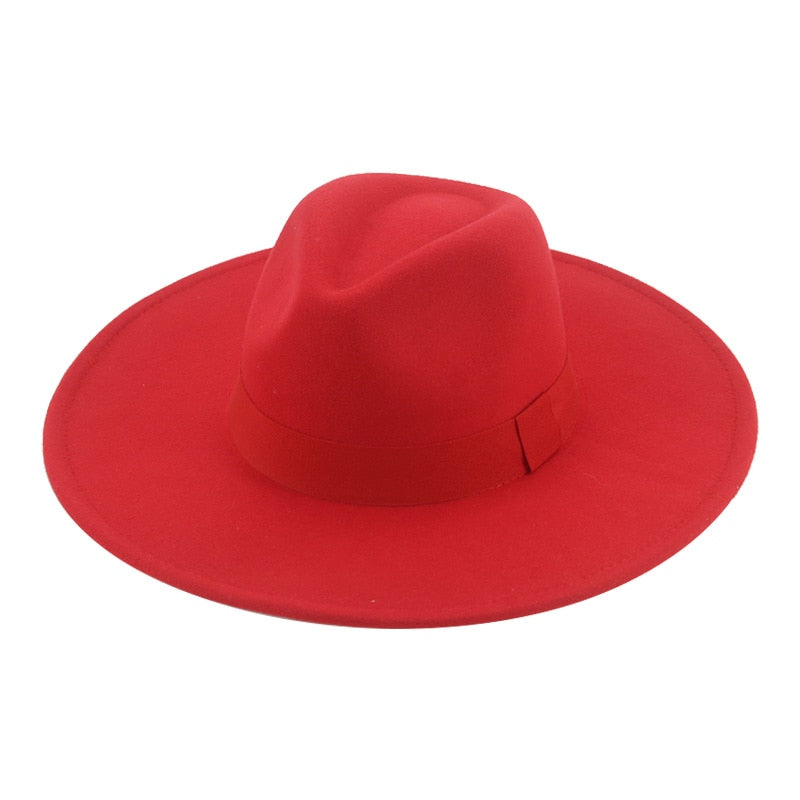 Fedora Hats for Women New 9.5cm Wide Brim Dress Men Caps Felted Hat Panama Church Wedding Ribbon Band Men Hat Sombreros De Mujer - Amazhona 