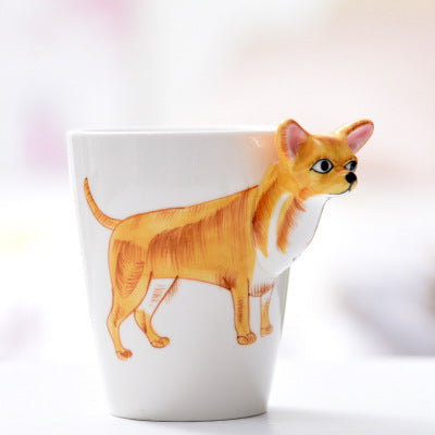 Festival gift Ceramic coffee milk tea mug 3D animal shape Hand painted Cow cup - Amazhona 