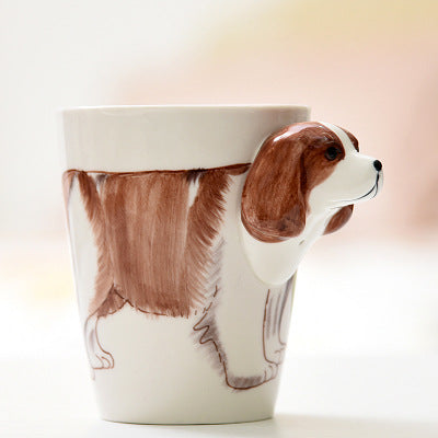 Festival gift Ceramic coffee milk tea mug 3D animal shape Hand painted Cow cup - Amazhona 