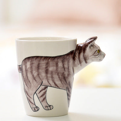 Festival gift Ceramic coffee milk tea mug 3D animal shape Hand painted Cow cup - Amazhona 