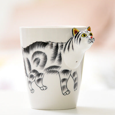 Festival gift Ceramic coffee milk tea mug 3D animal shape Hand painted Cow cup - Amazhona 