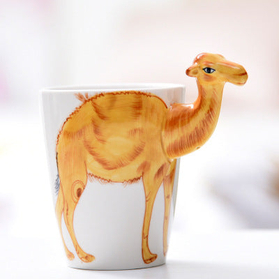 Festival gift Ceramic coffee milk tea mug 3D animal shape Hand painted Cow cup - Amazhona 